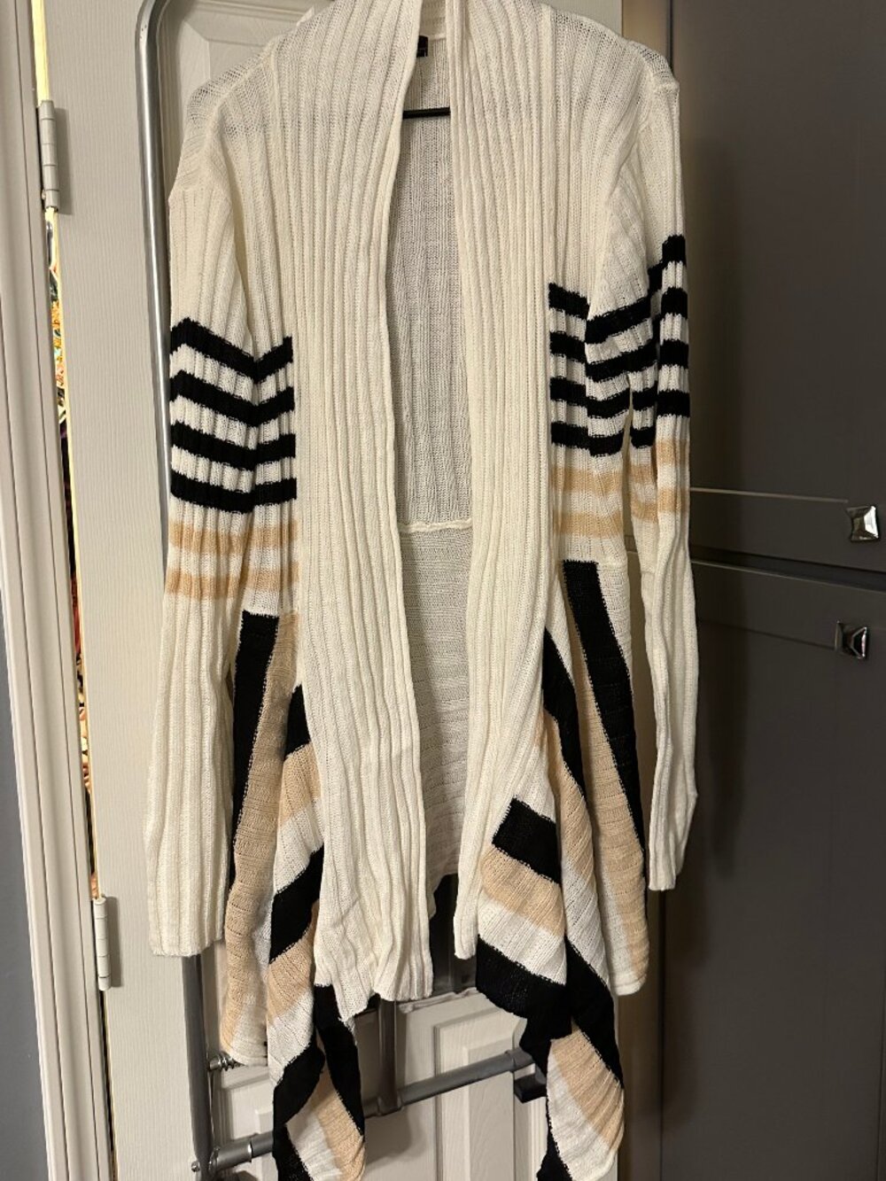 cream stripe flowy cardigan